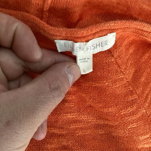 Eileen Fisher Organic Linen Cotton Slub Knit Top Orange Size L - Picture 6 of 7